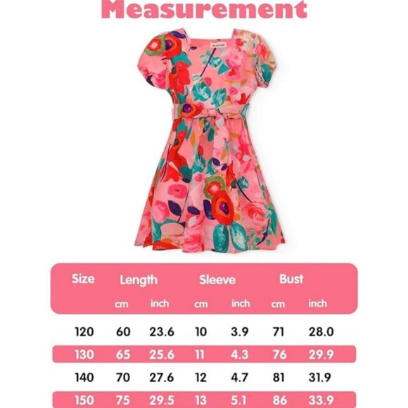 Bevorzugt Floral Printed Dresses with Bowknot Short Sleeve Easter Spring - Picture 6 of 8